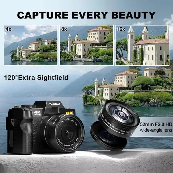 NBD Digital Camera 4K 48MP 16X Anti-shake Video Camera 64GB TF For Photography - Picture 7 of 9